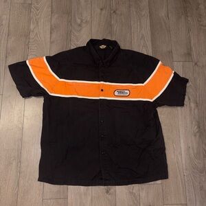 Harley-Davidson Black and Orange Racing Stripe Button Shirt